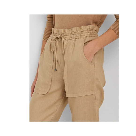 Lauren Ralph Lauren Linen Ankle Pants Tan Size 4 - Picture 3 of 4